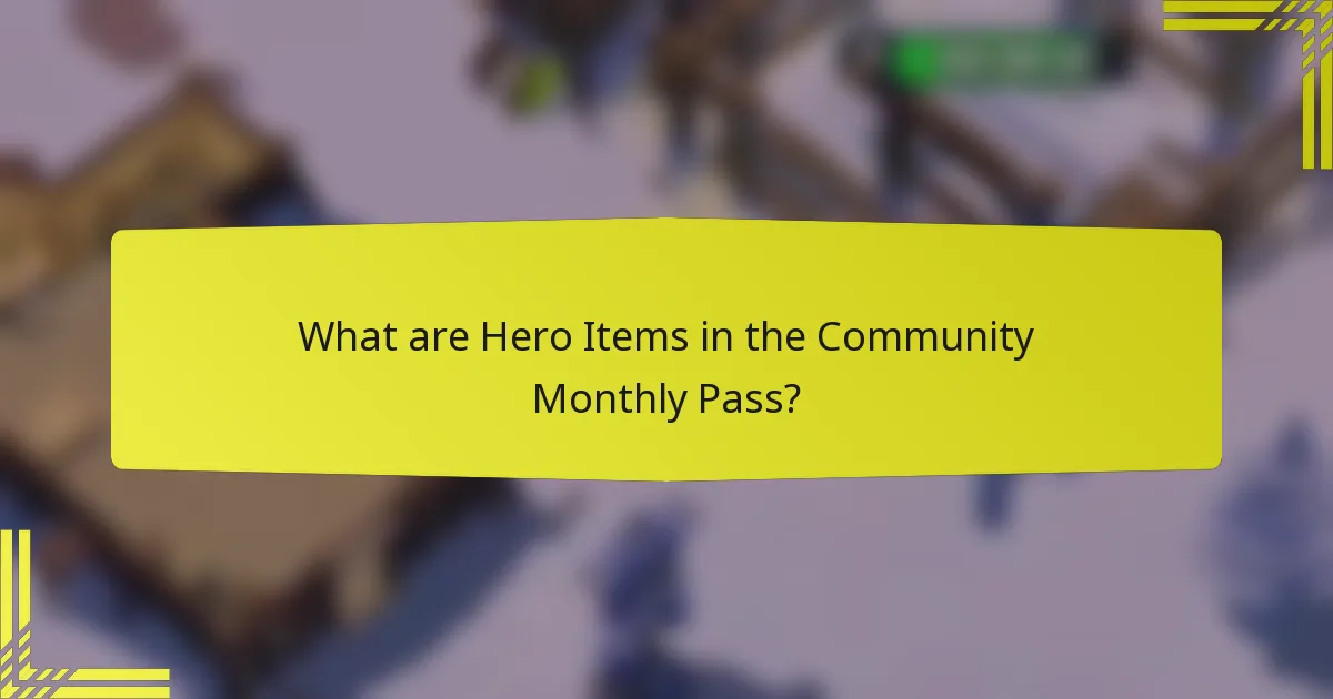 What are Hero Items in the Community Monthly Pass?